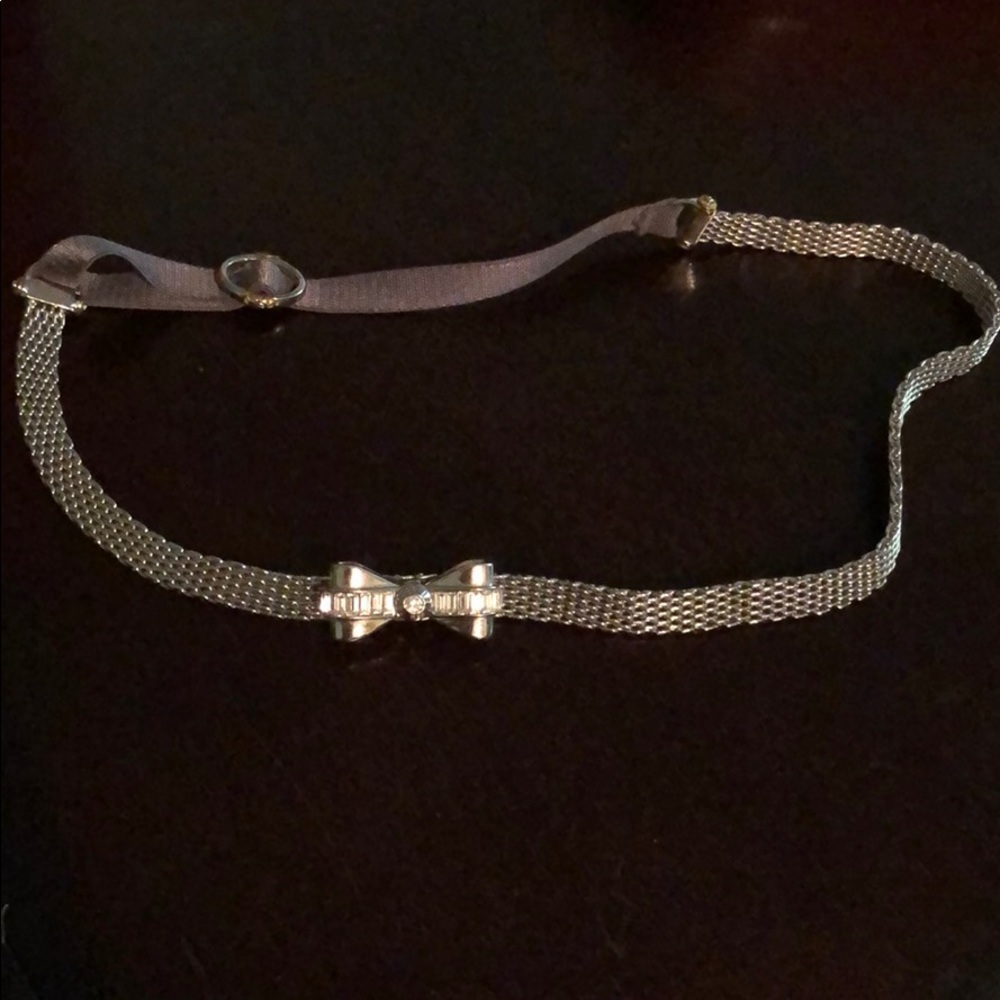 henri bendel Silver Bow Mesh Headband